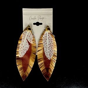 Charlie Paige leather feather earrings